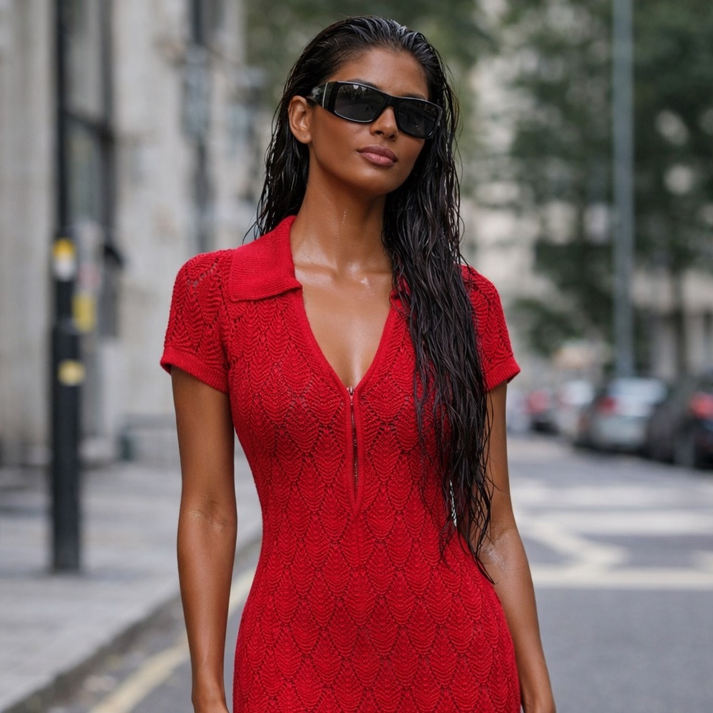 Red Knitted Dress S/M